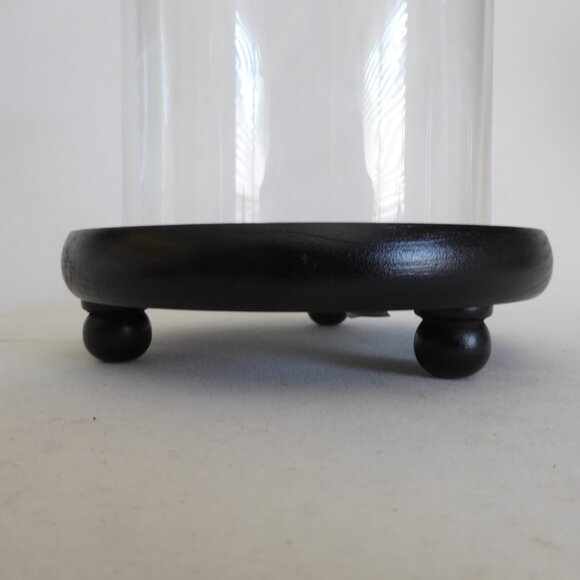 8.5” DECORATIVE GLASS CLOCHE DISPLAY DOME COVER BLACK WOOD BASE - Picture 3 of 6